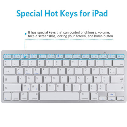 Ultra-Slim Wireless Bluetooth Keyboard (French Language) for Android Windows iOS - Silver