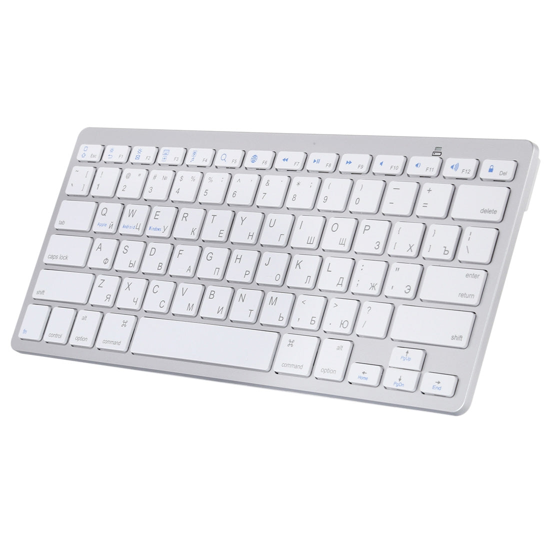 Ultra-Slim Wireless Bluetooth Keyboard (Russian Language) for Android Windows iOS - Silver