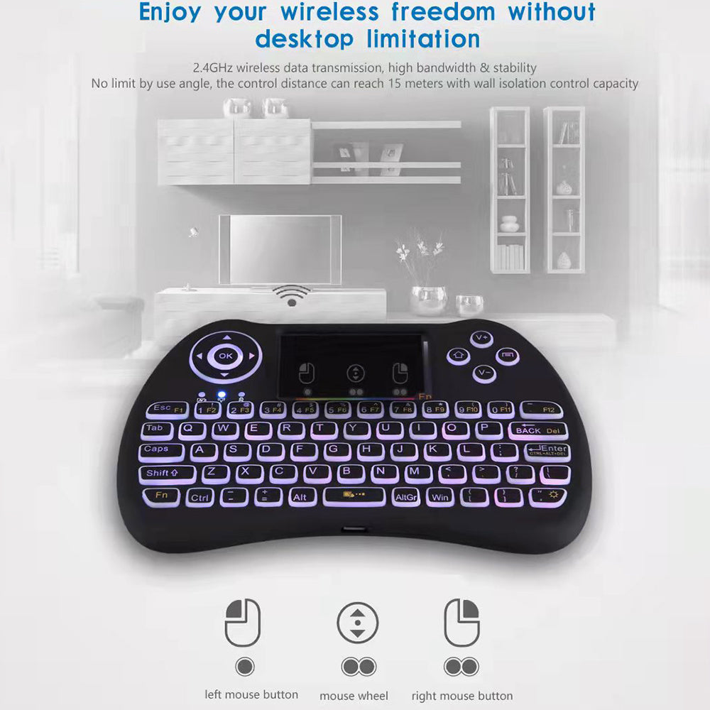 H9 2.4GHz Wireless Keyboard for Android TV Box Air Mouse Touchpad Device with Backlit