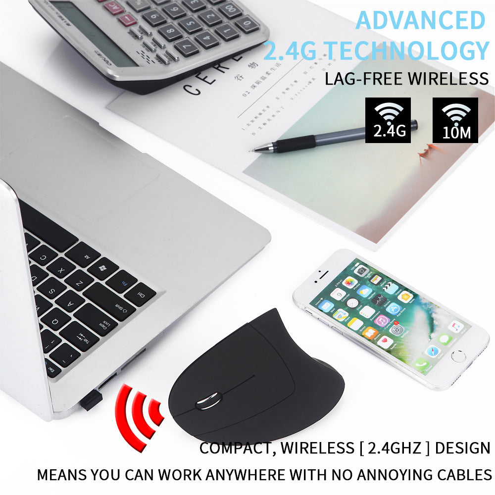 USB Charging Left Hand Vertical Wireless Mouse 800/1200/1600 DPI Gaming Mice for Laptop PC