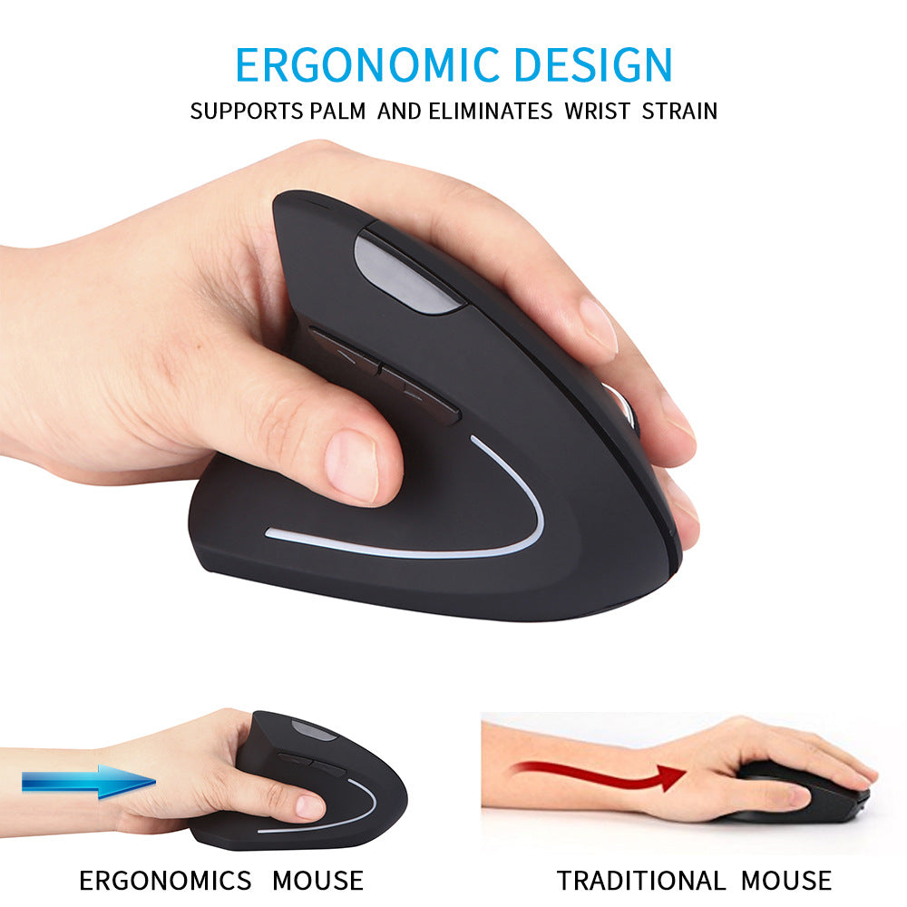 Battery Powered Left Hand Wireless Mouse Ergonomic Vertical Computer Gaming Mice 800/1200/1600 DPI for Laptop PC