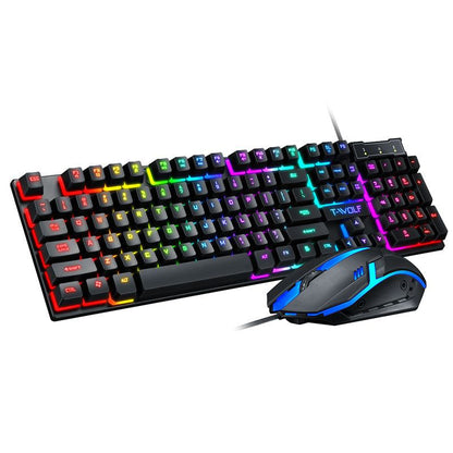 T-WOLF TF200 Gaming Keyboard USB Floating Manipulator Feel Wired Gaming Keyboard and Mouse Set