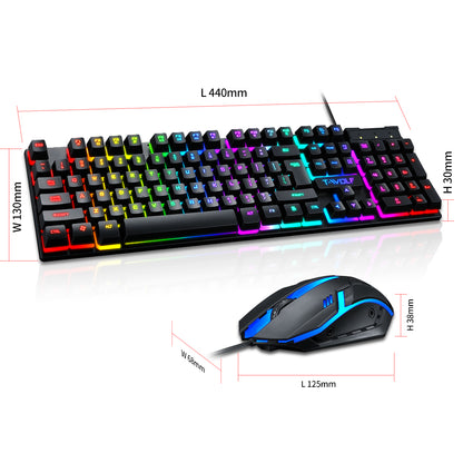 T-WOLF TF200 Gaming Keyboard USB Floating Manipulator Feel Wired Gaming Keyboard and Mouse Set