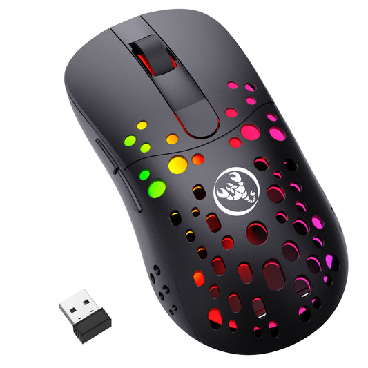 HXSJ T100 RGB Macro Programmable Dual Mode Wireless/Wired Gaming Mouse 10000 DPI Rechargeable Mice