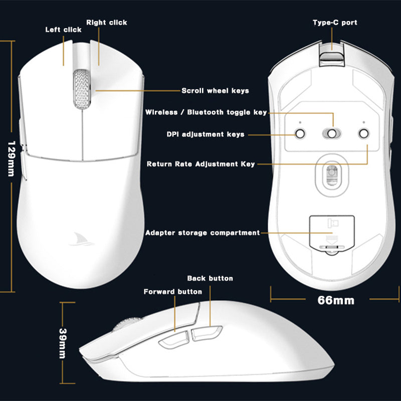 MOTOSPEED Darmoshrk M3 Rechargeable Bluetooth / Wired / Wireless Gaming Mouse Ultra-light Computer Laptop Mice