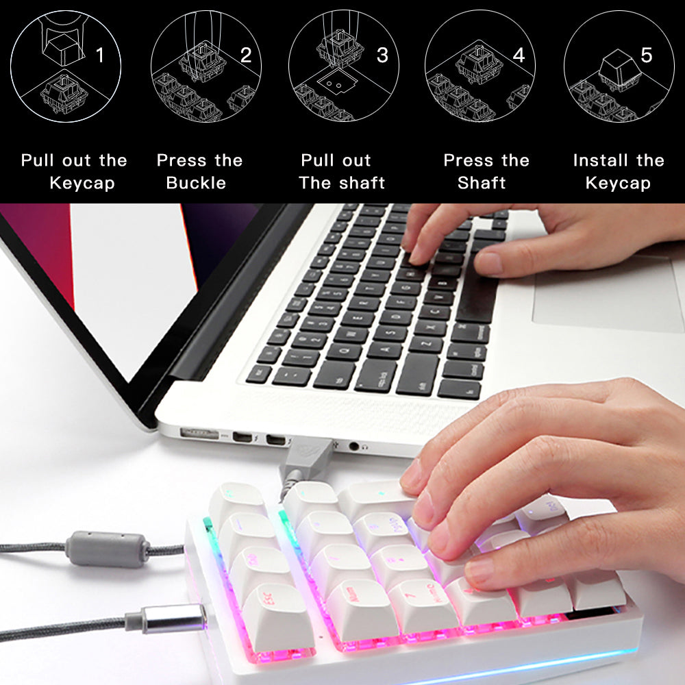 MOTOSPEED K24 RGB Backlight USB Wired Mechanical Numeric Keypad 21 Keys Numpad