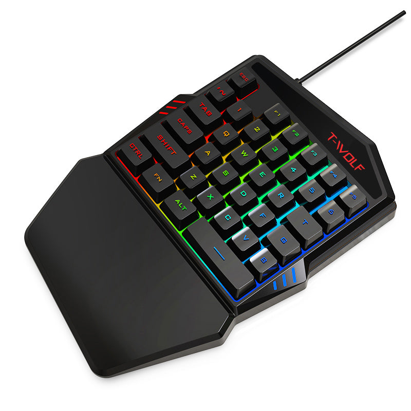 T-WOLF T19 One-Handed 35 Keys Gaming Keyboard with Ergonomic Wrist Rest Support