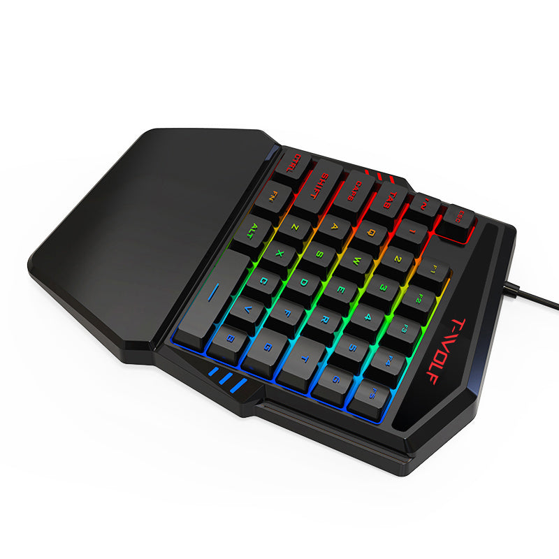 T-WOLF T19 One-Handed 35 Keys Gaming Keyboard with Ergonomic Wrist Rest Support