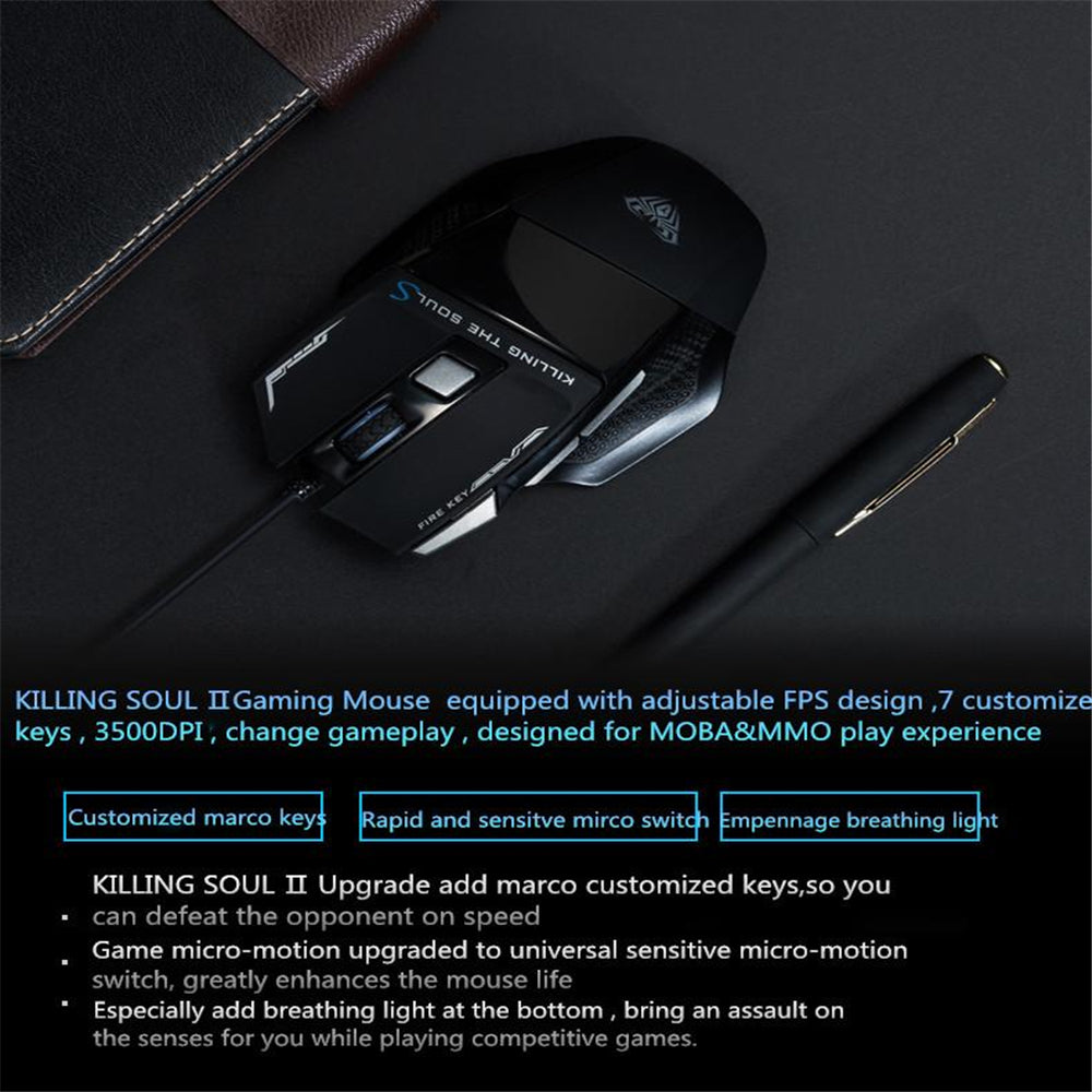 AULA Killing Soul II Backlight USB Wired 7 Buttons Computer Laptop Gaming Mouse