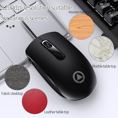 YINDIAO G9 1.2m 1200DPI 3-Button Lightweight Comfortable Grip Wired Mouse