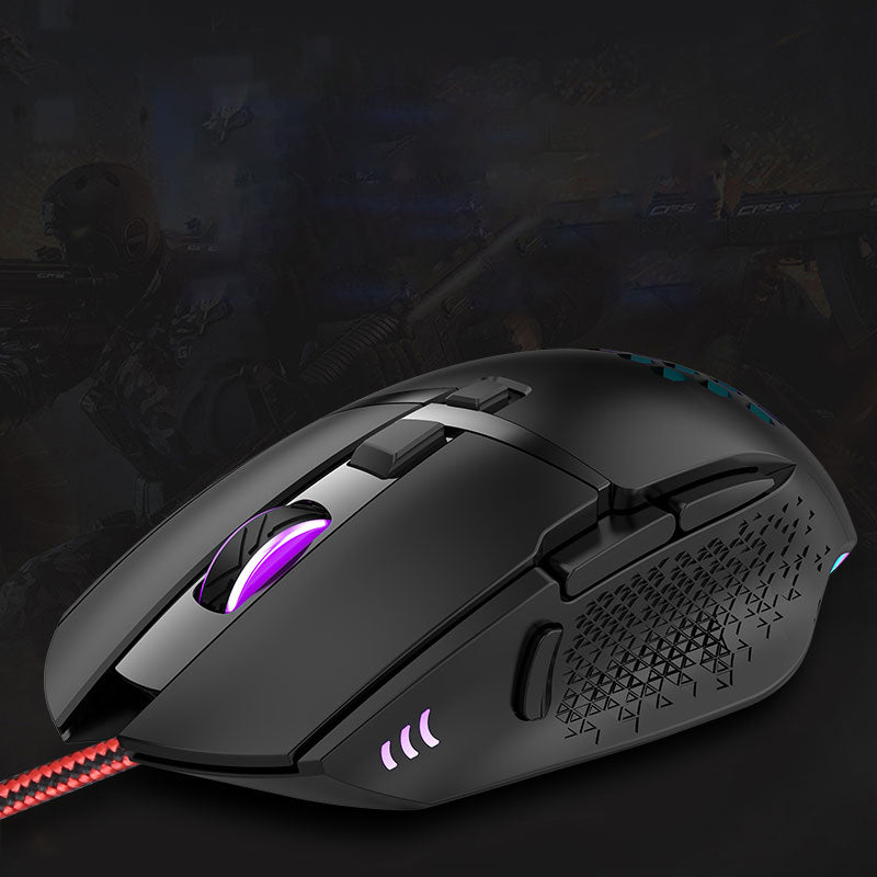 GM82 8-Key Optical Wired Mouse 1000/1200/2400/4800 DPI USB Gaming Mouse with 7 Color Lights