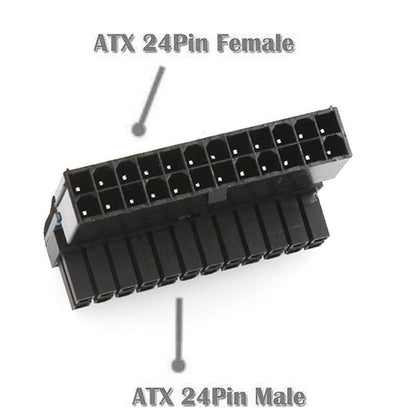 PH24 90 Degree 24 Pin to 24 Pin Power Connector ATX Plug Adapter for Motherboard PC Power Supply