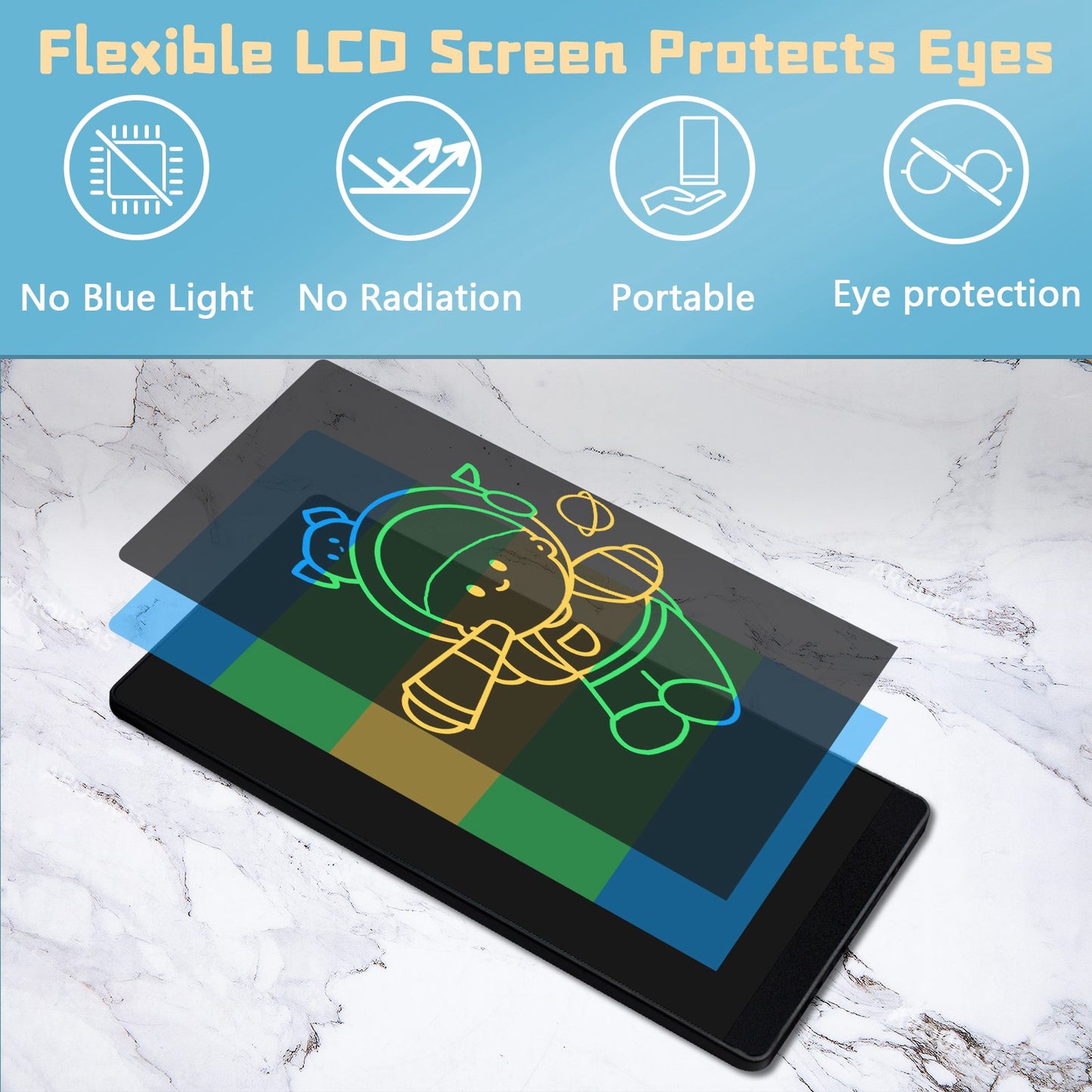 065H 6.5inch Double Sided Screen LCD Writing Tablet Full Screen Drawing Board for Kids