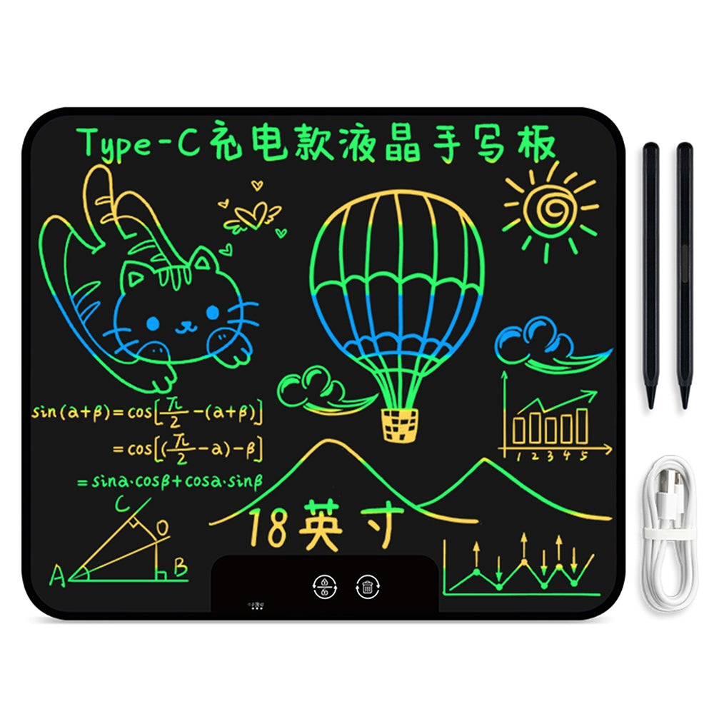 180X 18inch Kids Ultra-thin Digital Graphic Drawing Board Rechargeable LCD Writing Tablet Memo Board, Colorful Handwriting