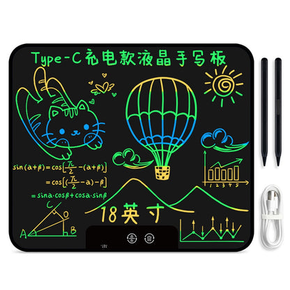 180X 18inch Kids Ultra-thin Digital Graphic Drawing Board Rechargeable LCD Writing Tablet Memo Board, Colorful Handwriting