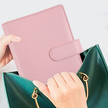 A6 PU Leather Notebook Cover Loose-leaf Binder Budget Planner Organizer 8 Storage Pockets 12 Budget Sheets