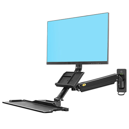 NORTH BAYOU MB32 Wall Mount Sit/Stand Workstation Adjustable 19-27 inch Monitor Holder with Keyboard Tray