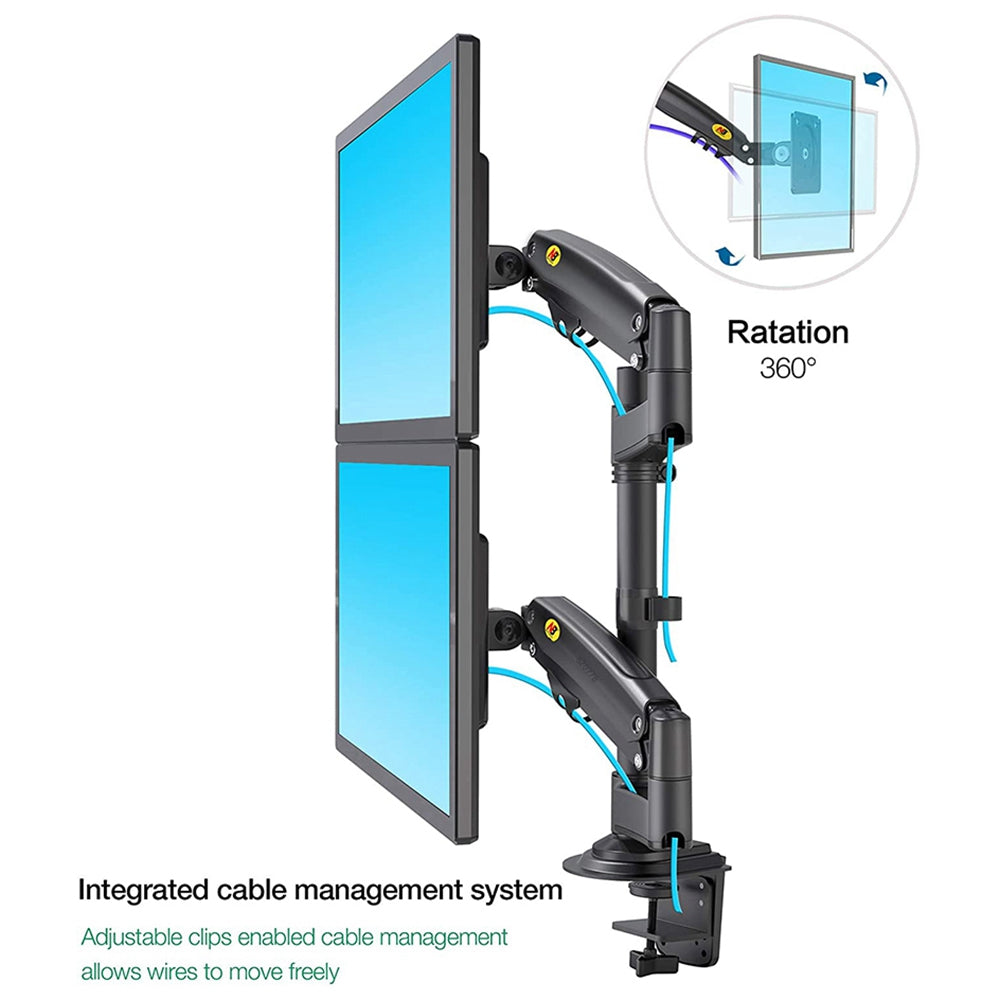 NORTH BAYOU H180 22-32 inch Dual Screen Computer Monitor Adjustable Holder Desktop Support Arm Bracket