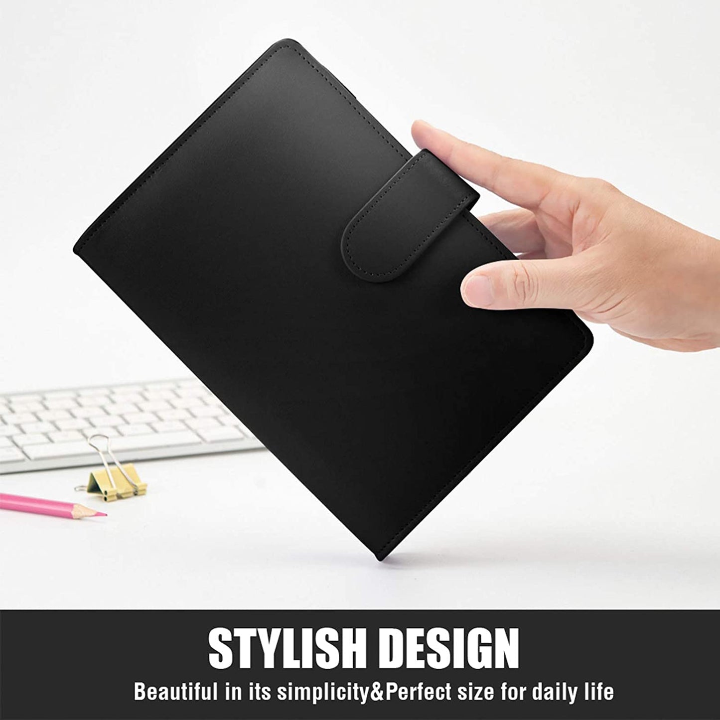 A6 Size 6-Ring PU Leather Notebook Binder Cover Magnetic Closure Planner Journal Binder Shell