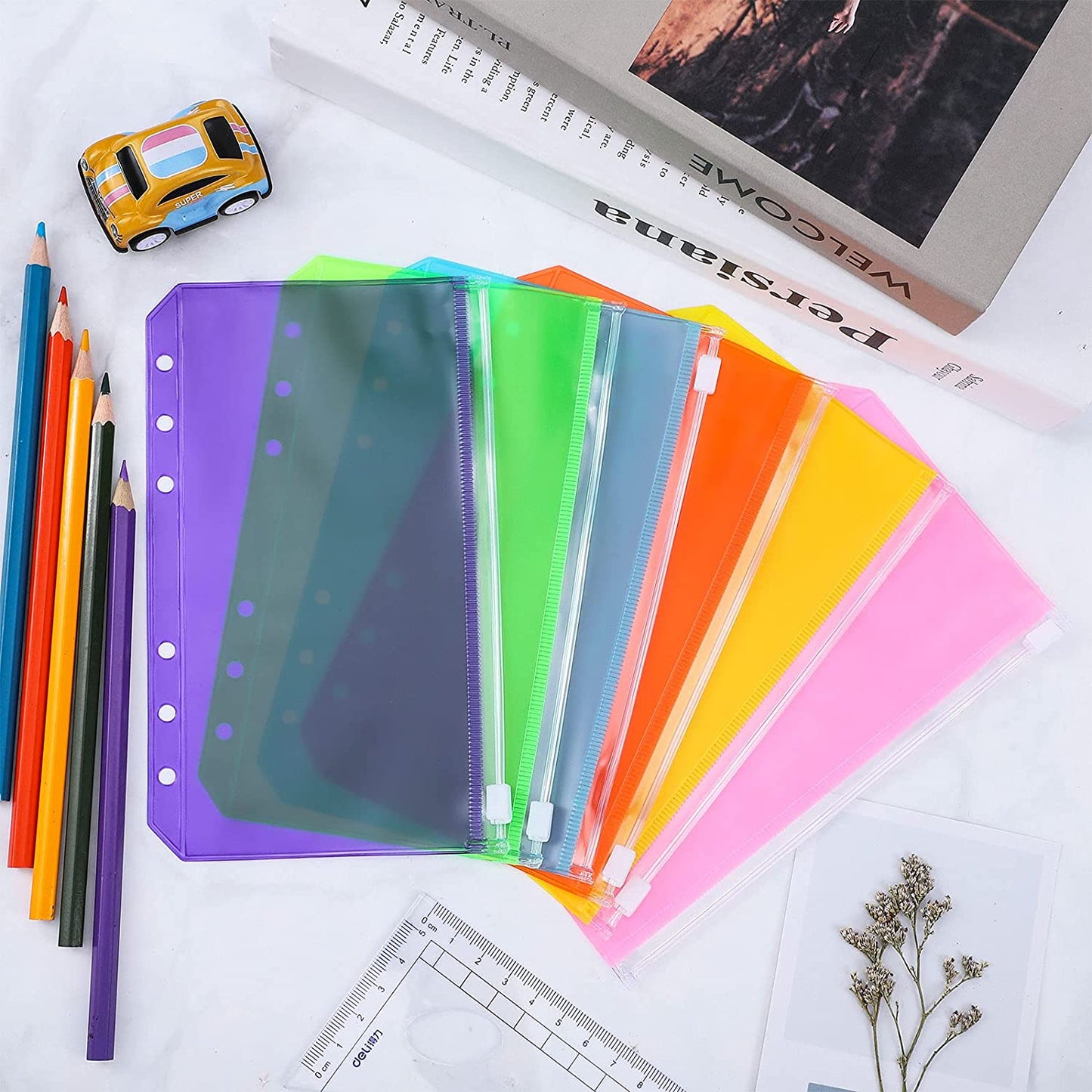 A6 PU Leather Notebook Cover Shell Binder Budget Planner Organizer 12 Storage Pockets Multi-color Refillable 6 Rings Binder Cover Loose Leaf Pouch