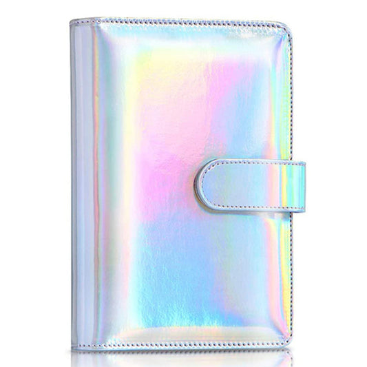 A6 Size 6-Ring PU Leather Notebook Binder Cover Laser Design Planner Journal Binder Shell for Budget System