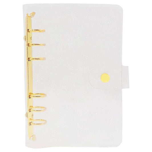 A6 PVC Binder Cover Gold 6-Ring Binders Glitter Powder Bill Card Money Organizer Loose Leaf Notebook Shell