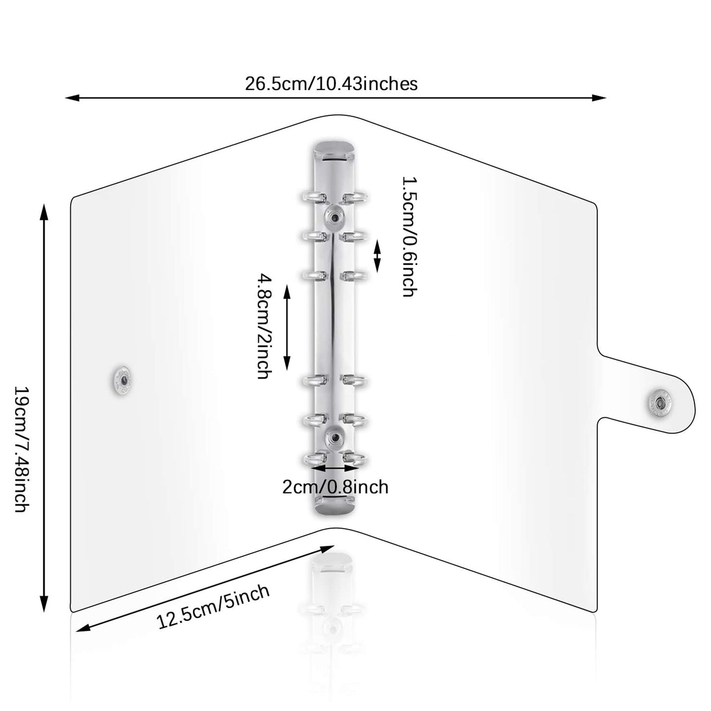 2PCS A6 Binder Covers Transparent Soft PVC 6-Ring Design Snap Button Closure Loose Leaf Folder Notebook Shells