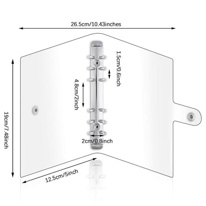 2PCS A6 Binder Covers Transparent Soft PVC 6-Ring Design Snap Button Closure Loose Leaf Folder Notebook Shells