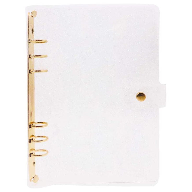 A5 Binder Cover Fashionable Glitter Powder PVC Surface Gold 6 Ring Binders Loose Leaf Notebook Shell