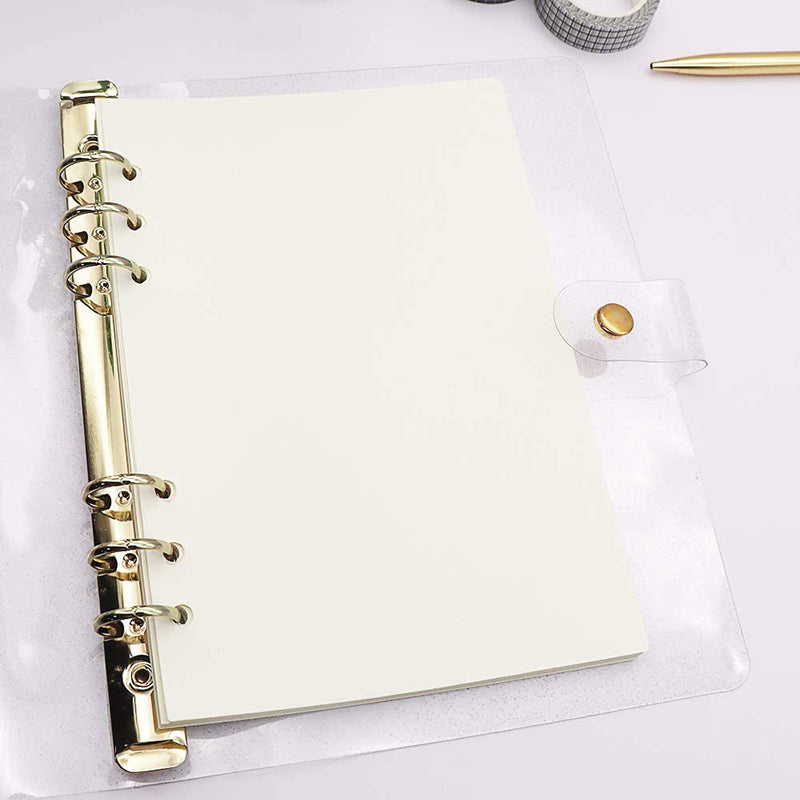 A5 Binder Cover Fashionable Glitter Powder PVC Surface Gold 6 Ring Binders Loose Leaf Notebook Shell