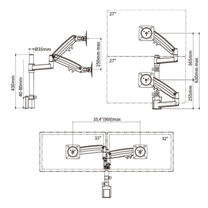 NORTH BAYOU M80 22-32 inch Dual Screen Computer Monitor Holder Adjustable Monitor Support Arm Bracket