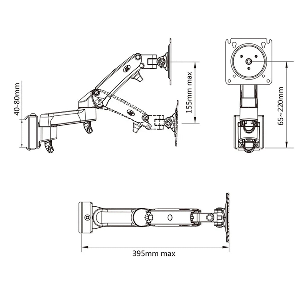 NORTH BAYOU M150 17-27 inch Computer Monitor Holder Screen Wall Mount Adjustable Support Arm Bracket