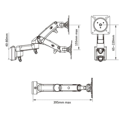 NORTH BAYOU M150 17-27 inch Computer Monitor Holder Screen Wall Mount Adjustable Support Arm Bracket