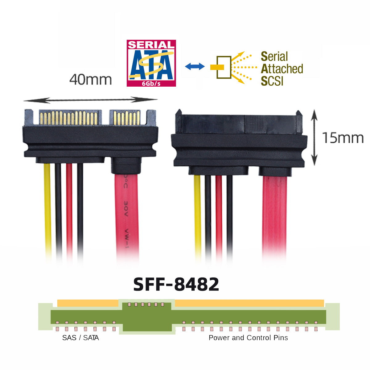 SF-008 SFF-8482 SAS 29Pin to SATA 22Pin Hard Disk Drive Raid Extension Adapter with 10cm Cable