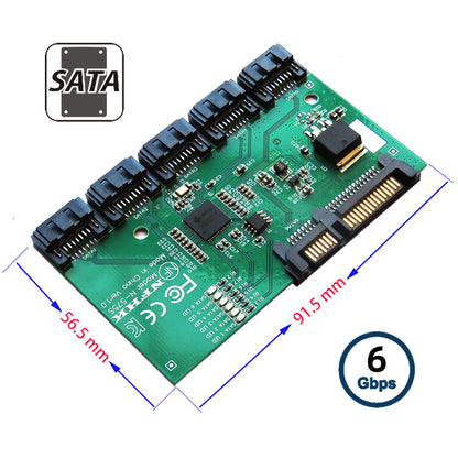 SA-054 SATA 3.0 6Gbps 1 to 5 Splitter Ports HUB Adapter Converter PM Multiplier Port Selector JMB575