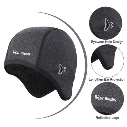 WEST BIKING Winter Fleece Cycling Caps Outdoor Sports Hat Windproof Thermal Headwear [Men]