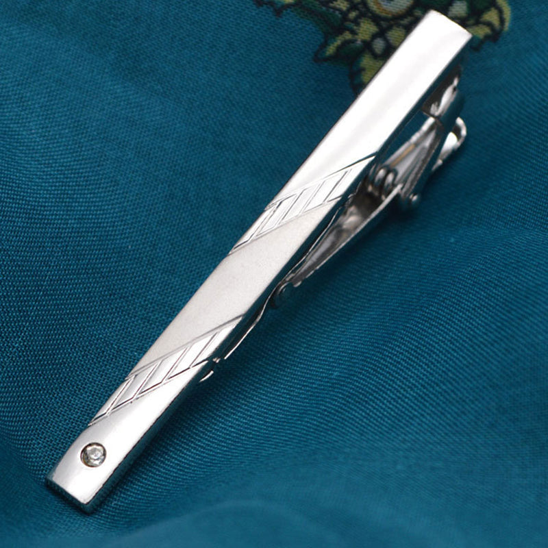 Z01-Z06 Tie Clips for Men Regular Tie Necktie Wedding Business Metal Tie Pin Clip (Silver)