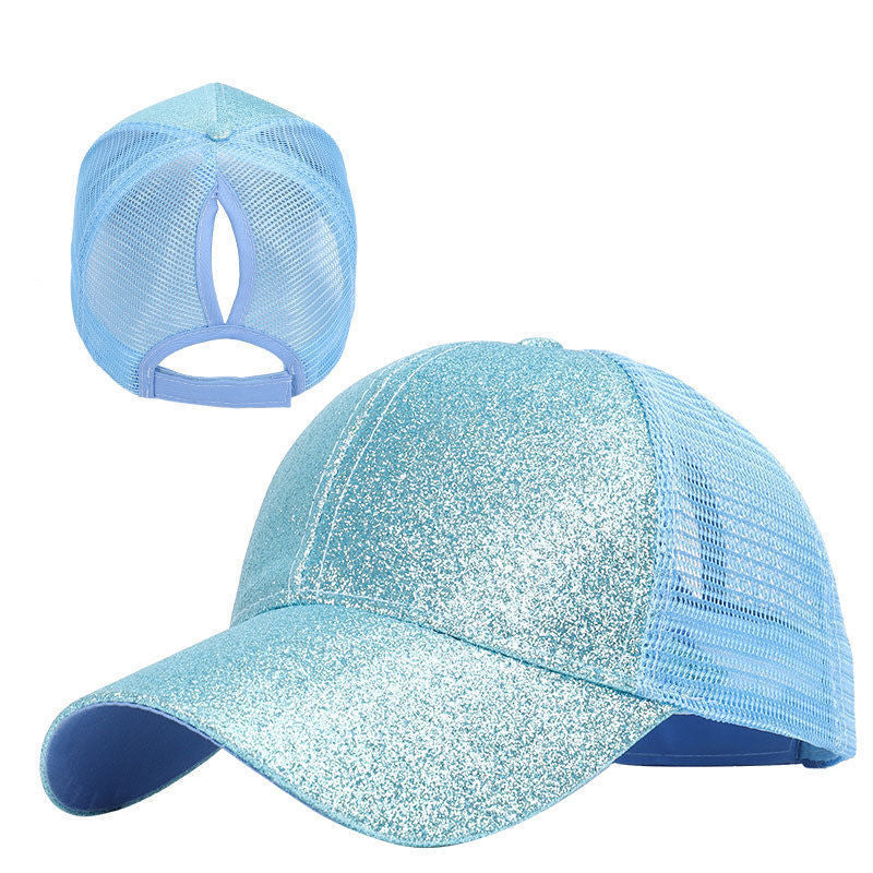 Sequined Design Baseball Cap Casual Hollow Mesh Dad Hat Adjustable Size for Running Workouts and Outdoor Activities