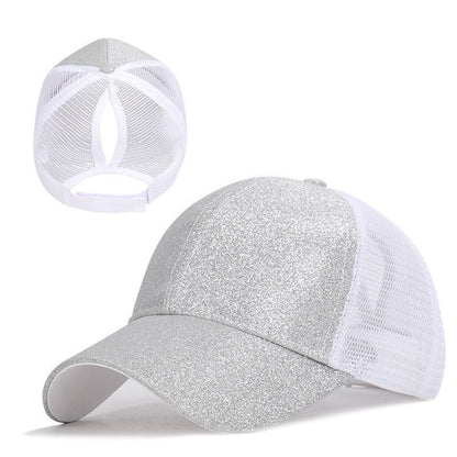 Sequined Design Baseball Cap Casual Hollow Mesh Dad Hat Adjustable Size for Running Workouts and Outdoor Activities