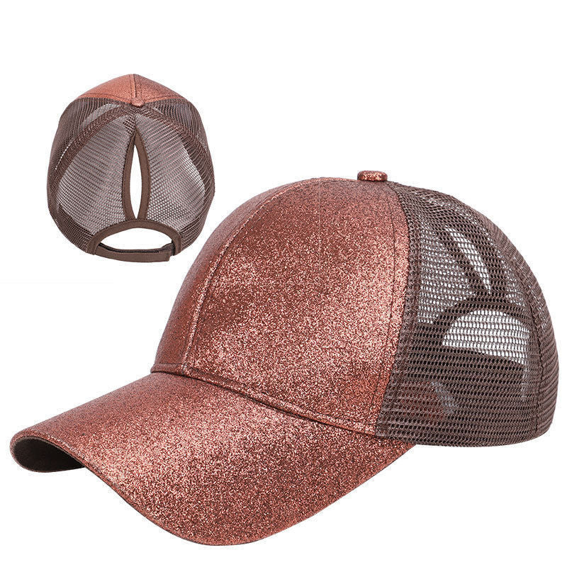 Sequined Design Baseball Cap Casual Hollow Mesh Dad Hat Adjustable Size for Running Workouts and Outdoor Activities