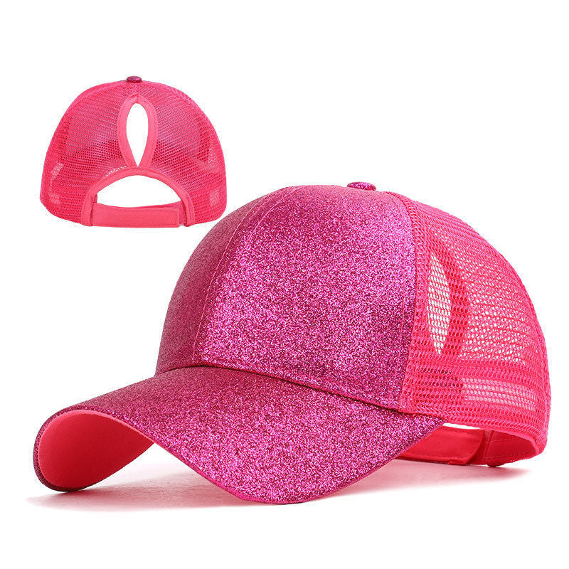 Sequined Design Baseball Cap Casual Hollow Mesh Dad Hat Adjustable Size for Running Workouts and Outdoor Activities