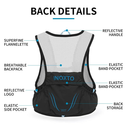 OUTDOOR INOXTO 5L Running Vest Backpack Lightweight Phone Holder Pockets Hiking Cycling Backpack Water Bottle Carrying Bag (Size: L)