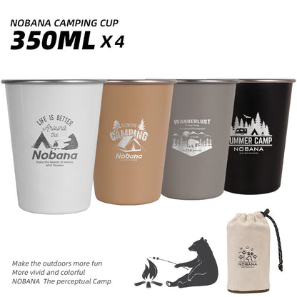 NOBANA 4PCS Camping Cup Tumblers BPA-free No FDA Certified 304 Stainless Steel Drinking Cup with Storage Bag