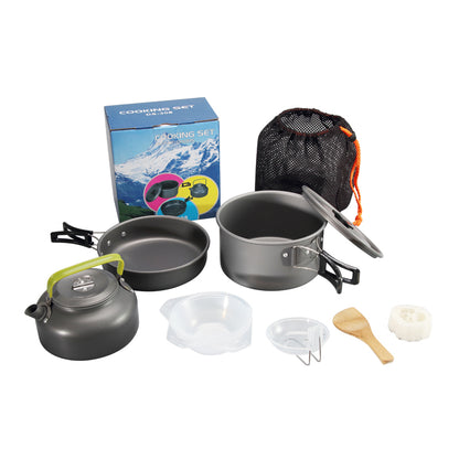 HALIN DS-308 Portable Handle Pan Camping Pot Cookware Set for 2-3 People (No FDA, BPA-Free)