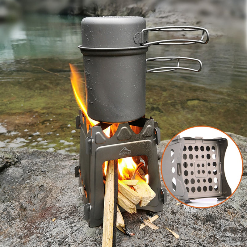 WIDESEA WATS-402M Small Size Detachable Outdoor Titanium Stove Camping Picnic Firewood Burner Cooking Stove