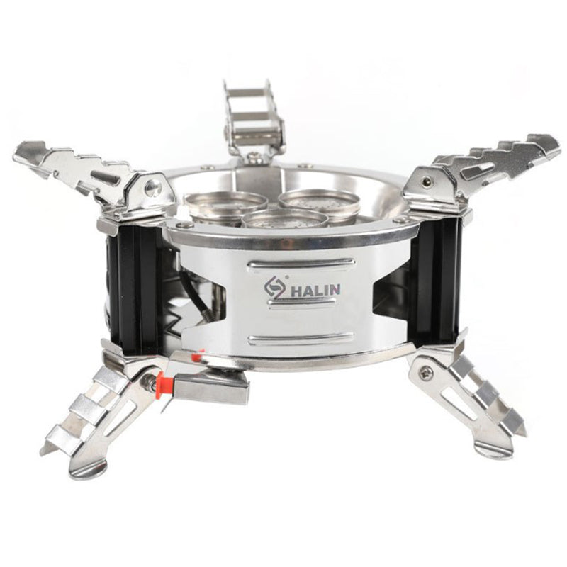 HALIN Outdoor Three Head Stove Camping Windproof Stove Portable Picnic Folding Burner Split Gas Stove