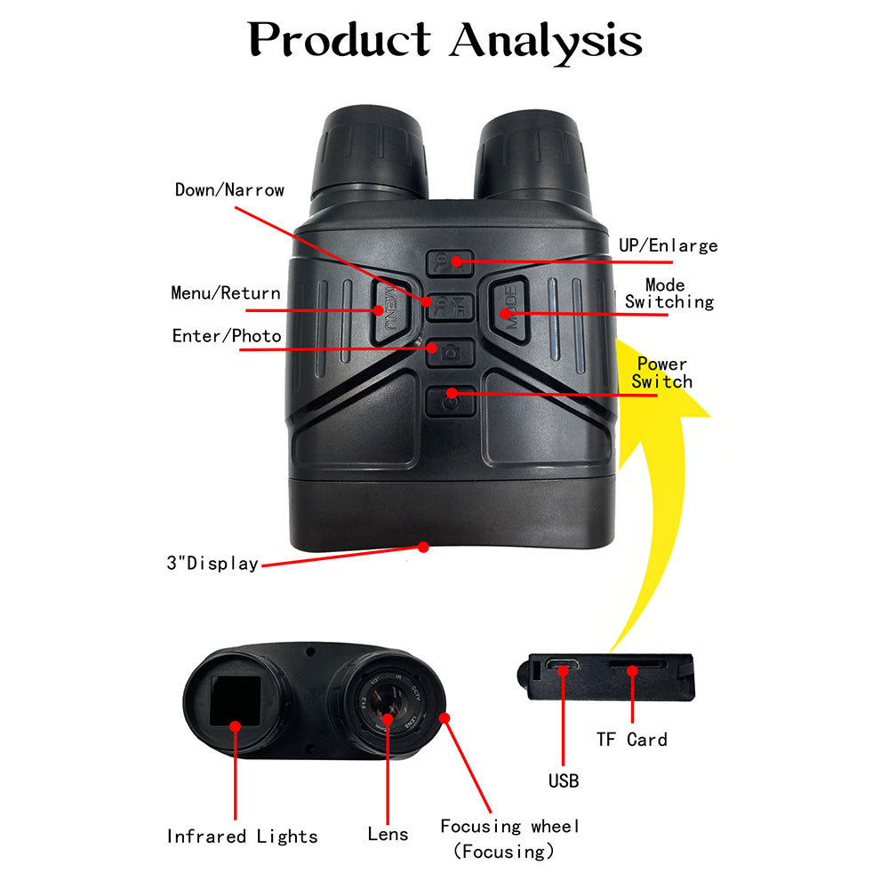 NV4000 3.0inch HD Binoculars Hunting Optical Telescope 850nm IR LED Night Vision Goggles