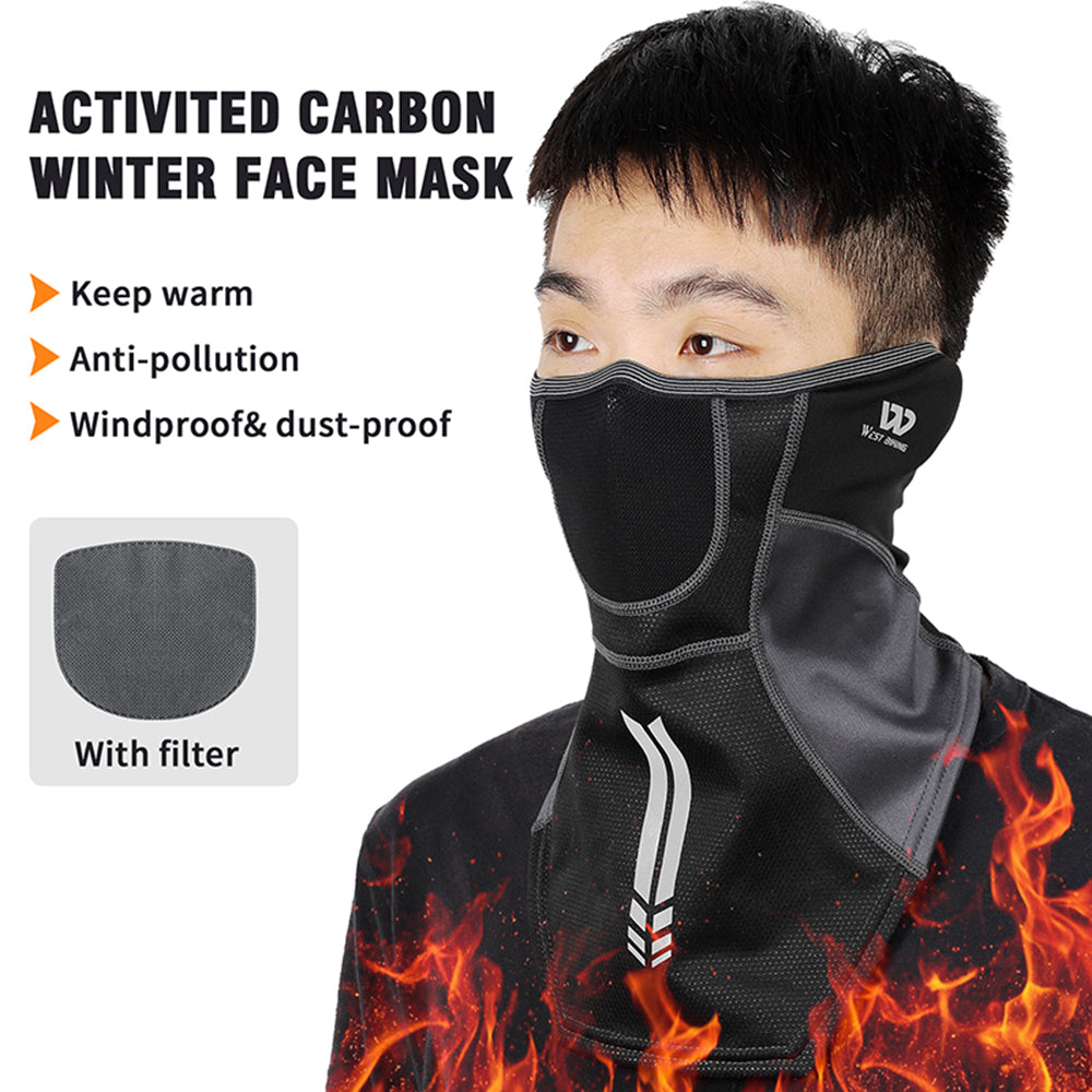 WEST BIKING Winter Thermal Cycling Mask Scarf Safety Reflective 4-filter Layers Multi-function Riding Face Guard