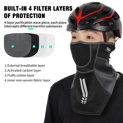 WEST BIKING Winter Thermal Cycling Mask Scarf Safety Reflective 4-filter Layers Multi-function Riding Face Guard