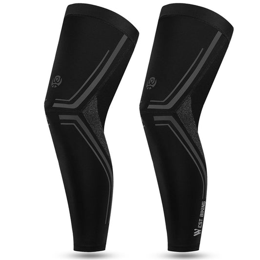 WEST BIKING 1 Pair Summer Cycling Leg Sleeves Ice Silk Leg Cover UV Protection Non-slip Leggings